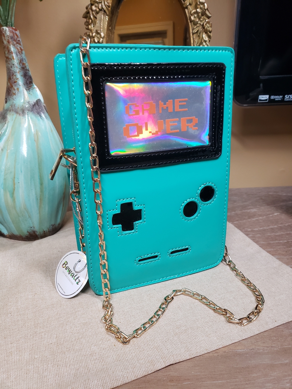 GAME OVER Console Novelty Crossbody Bag w/ Gold Chain NWT! - Picture 5 of 6